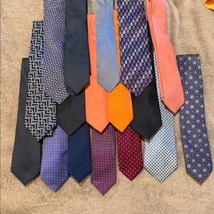 Assorted Men's Silk Tie Pack - Orange, Purple, Black, Blue, Gray, Burgundy